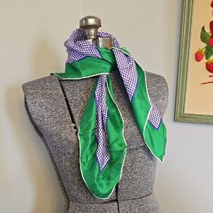 Anne Klein Green and Purple Geometric Silk Scarf